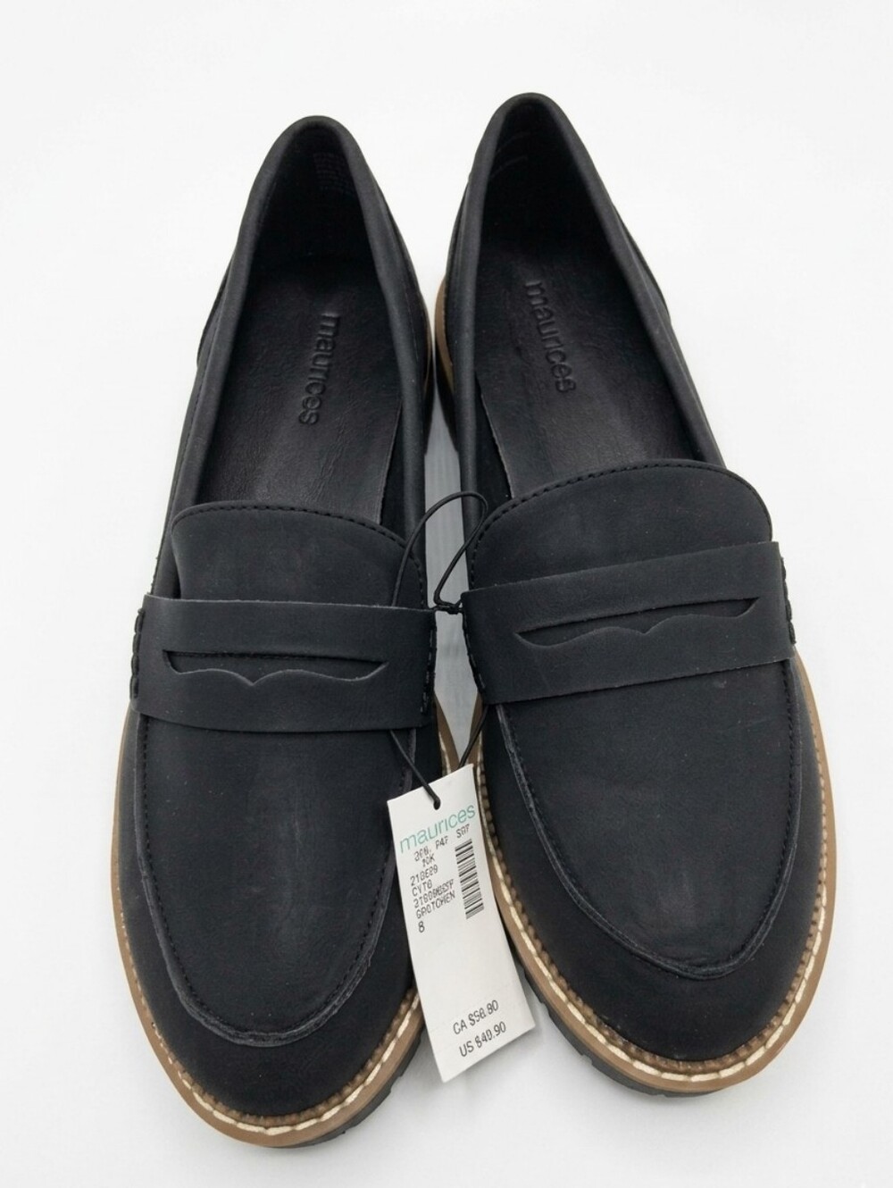 NWT Sz 8 Maurices Black Gretchen Platform Loafers Grunge Preppy Goth Schoolgirl